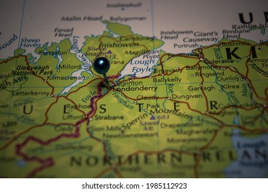Londonderry, City In Northern Ireland Pinned On Geographical Map