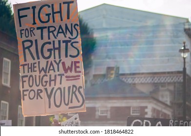 LONDON/ENGLAND- 12 September 2020: Trans Rights Placard At Trans Pride 2020 In London