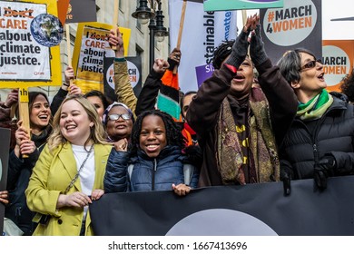 LONDON/ENGLAND – MARCH 8th 2020: Irish Actress Nicola Coughlan At The MARCH 4 WOMEN Protest In Central London