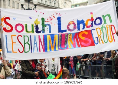 London/UK 06/28/14 Pride In London Parade. South London Lesbian Mums Group Join In The Procession