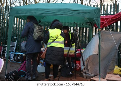 London/UK - February 26 2020: Free Assange Camp Outside Woolwich Crown Court, Near Belmarsh Prison, Extradition Case Brought By USA.