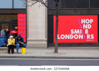 London.UK. January 1st 2019. Shoppers Stay Away From January Sales On An Empty Oxford Street In Central London. 