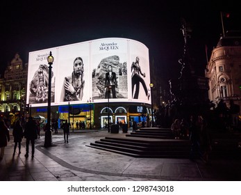 London,UK - January 25th 2019: Piccadilly Circus In London At Night