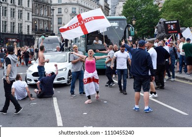London,UK. June 9th 2018:Protest to free far right activist Tommy Robinson who was arrested for breach of the peace outside a courthouse in Leeds on the 25th May.Mr Robinson is serving 13 months.