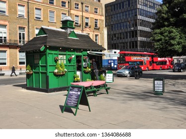 LONDON/UK - March 26, 2019. Taxi Drivers' Green Hut, Russell Square, London, England