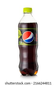 LONDON,UK - MAY 14, 2022: Pepsi Cola With Lime Taste In Plastic Bottle On White.