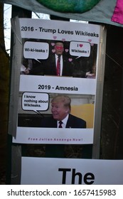 London/UK - Protesters Set Up A Camp Of Tents And Banners Outside Woolwich Crown Court For The Extradition Case Involving Julian Assange Today. Credit: Katherine Da Silva.