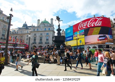 London,U.K.-06 24 2016:Piccadilly Circus Is A Road Junction And Public Space Of London's West End,particularly Known For Its Video Display,the Circus Is A Busy Meeting Place And A Tourist Attraction. 