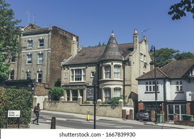 London/UK-2/08/18: Edwardian Architecture Brick House On Haverstock Hill In Haverstock, An Electoral Ward In The London Borough Of Camden