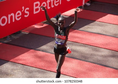 London,UK,April 22nd,2018,Vivian Cheruiyot wins the London Marathon 2018