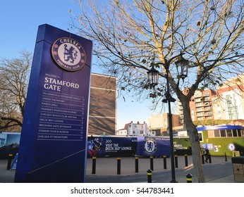 LONDON,UK-NOVEMBER 30th 2016:The Entrance To Chelsea FC Stadium,Stamford Bridge. 