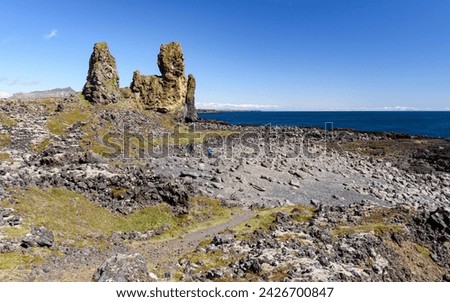 The Londrangar basalt cliff in the Snaefellsnes peninsula in western Iceland