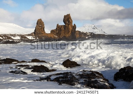 Londrangar, Basalt cliffs, Snaefellsnes peninsula, Vesturland, West-Iceland, Iceland