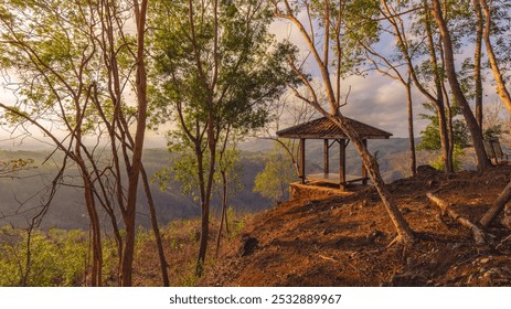 Lone gazebo on the hill in the morning - Powered by Shutterstock