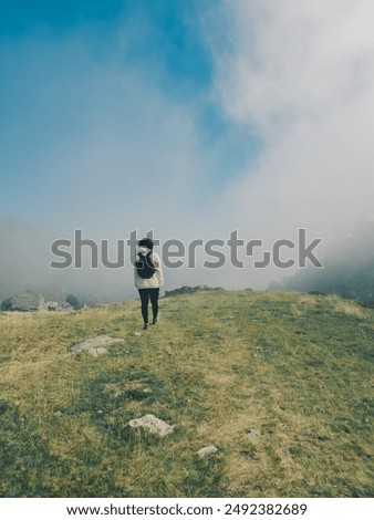 Similar – Image, Stock Photo Unrecognizable lone explorer under the Milky Way in Sotres, Asturias, Spain