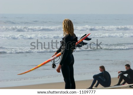 Similar – Image, Stock Photo Surfer woman Beach Ocean