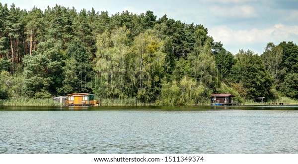 Lonely Fishermens Cabins On Lake Pomelsee Stock Photo Edit Now