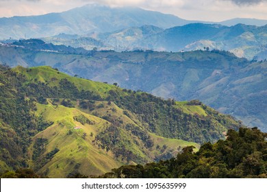 Lonely House In Mountains, Green Jungle In The Mountains, Colombia, Latin America