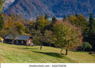 Lonely house near mountain Vysoky grun in Lubovnianska vrchovina (Western Beskids). Near village Mnisek nad Popradom. Slovakia. - Shutterstock ID 1626743236
