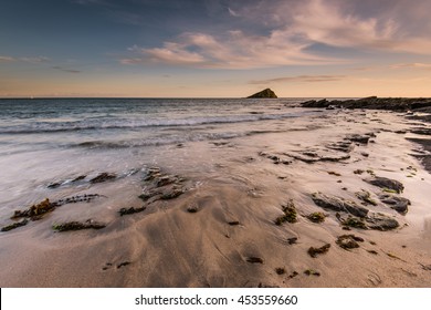 Lonely Island On Horizon In Devon, UK