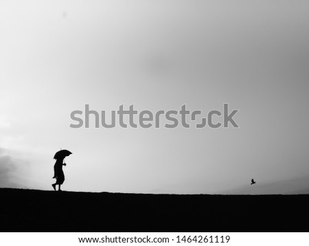 Similar – person with umbrella on rainy day