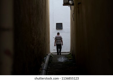 Lonely man walking 