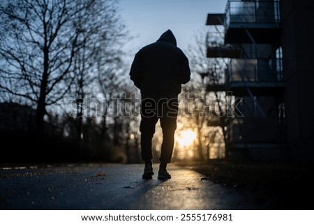 Similar – Image, Stock Photo Night walk in winter, across a railroad bridge