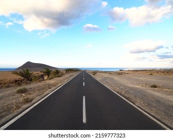 Lonely Road in the Desert in Tenerife Canary Islands