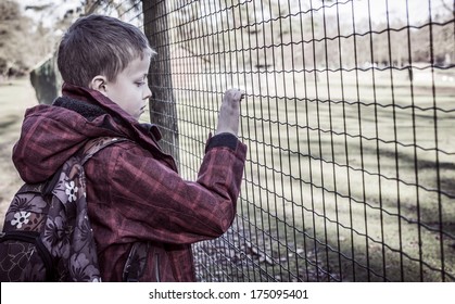 Lonely Sad Kid After School. Alone, Bullied