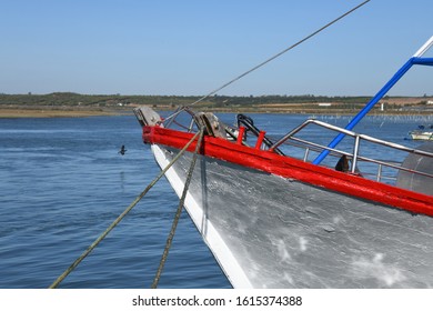 a lonely ship in the gulf of Cadiz, Isla Cristina, Huelva province, Spain, October 26, 2019