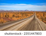 A lonely stretch of the all-weather Dempster Highway south of Eagle Plains in Canada