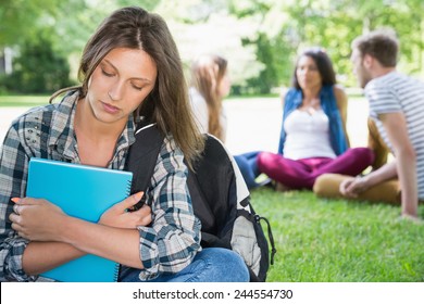 Lonely Student Feeling Excluded On Campus At The University