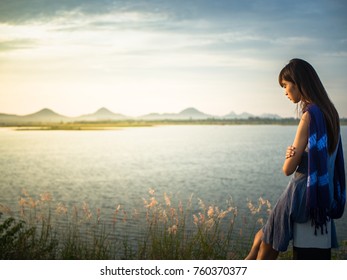 Lonely Woman Sitting And Overthinking