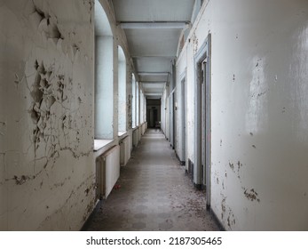 Long Abandoned Hallway With Chair