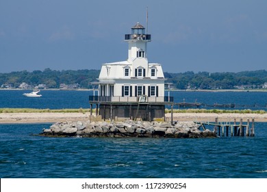 Long Beach Bar (Bug) Light Is A Lighthouse Off Orient, New York. It Was Originally A Screwpile Lighthouse That Was Later Converted To Concrete Caisson Foundation. 