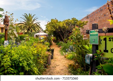 LONG BEACH, CA: July 15, 2017:  Urban Garden Certified Wildlife Habitat In East Villages Arts District