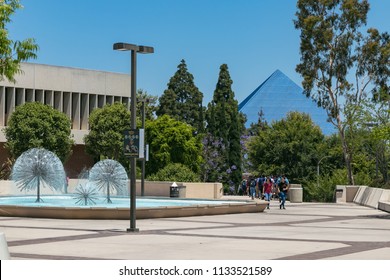 Long Beach, CA - June 28, 2018: Campus Of California State University Long Beach; Brotman Hall And Walter Pyramid In View.