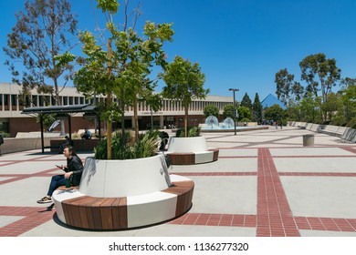 Long Beach, CA - June 28, 2018: Campus Of California State University Long Beach; Brotman Hall And Walter Pyramid In View.