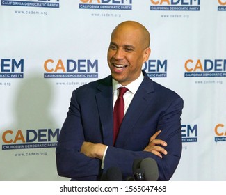 Long Beach, CA - Nov 16, 2019: Presidential Candidate Cory Booker Speaking At The Democratic Party Endorsing Convention In Long Beach, CA