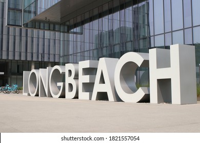 Long Beach, CA Sept 15, 2020
Bold Letters Spells Out Long  Beach In Front Of LBC City Hall.