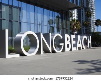 Long Beach, CA / USA - August 4, 2020: Welcome Sign Outside Long Beach City Hall.          