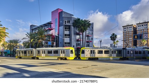 LONG BEACH, CALIFORNIA - April 21, 2022: Long Beach Is Known For Its Waterfront Attractions, Including The Queen Mary. Multiple Sports Will Be Held In Long Beach During The 2028 Summer Olympics.