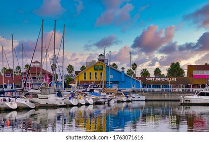 LONG BEACH, CALIFORNIA - November 1, 2019: Long Beach Is Known For Its Waterfront Attractions, Including The Queen Mary. Multiple Sports Will Be Held In Long Beach During The 2028 Summer Olympics.