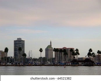 Long Beach California Skyline On A Cloudy Morning