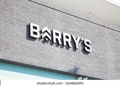 Long Beach, California, United States - 01-22-2020: A Store Front Sign For The Boutique Gym Known As Barry's Bootcamp, Located At 2nd And PCH.