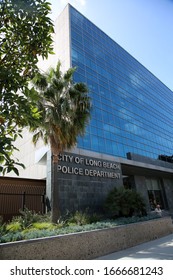 Long Beach, California / USA - March 6. 2020: Long Beach, California Police Station building entrance.  Editorial Use Only. 