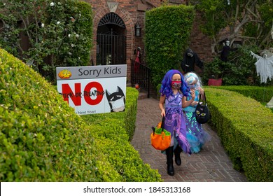 Long Beach, California, USA - October, 2020: Halloween 2020, Sorry Kids No Candy