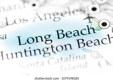 Long Beach, California, USA On A Map. 