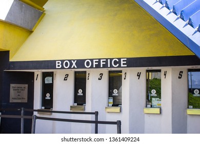 Long Beach, California/United States - 04/03/19: The Box Office At Walter Pyramid