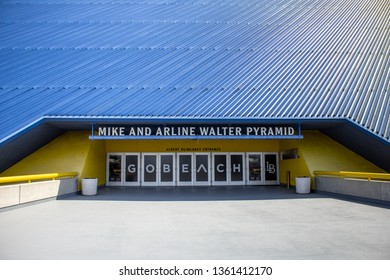 Long Beach, California/United States - 04/03/19: Entrance And Steps To The Mike And Arlene Walter Pyramid